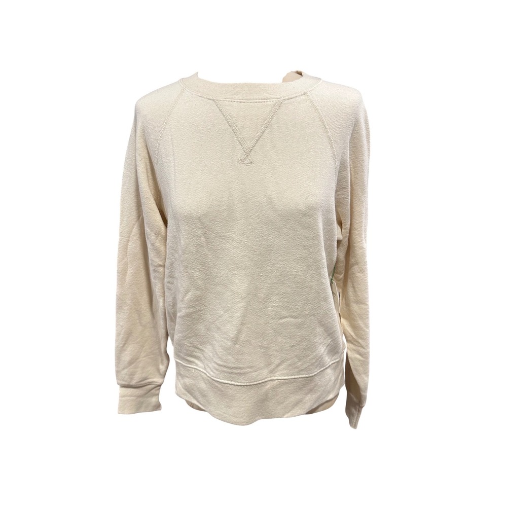 AE77 American Eagle Cream Oatmeal 100% Cotton Crewneck Sweatshirt Mens Small NEW